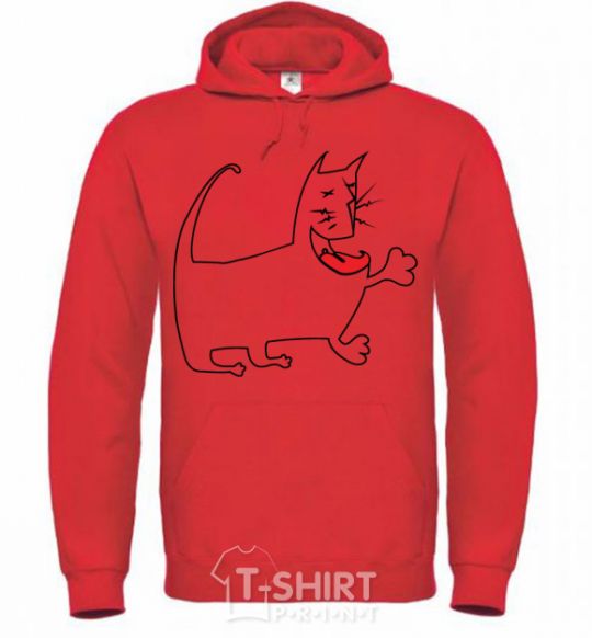 Men`s hoodie Figure HAPPY CAT bright-red фото