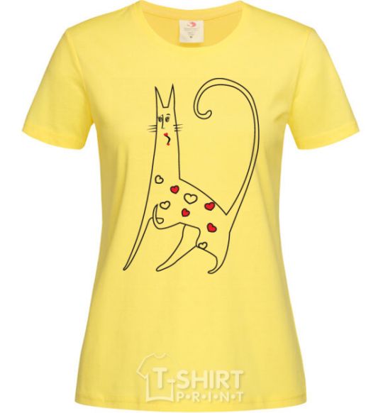 Женская футболка SHOCKED KITTY Лимонный фото