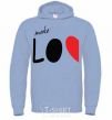 Men`s hoodie MAKE LOVE sky-blue фото