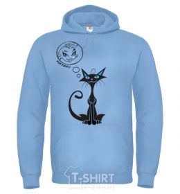 Men`s hoodie DREAMY CAT sky-blue фото