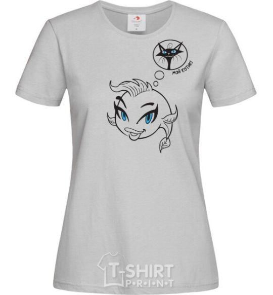 Women's T-shirt DREAMY FISH grey фото