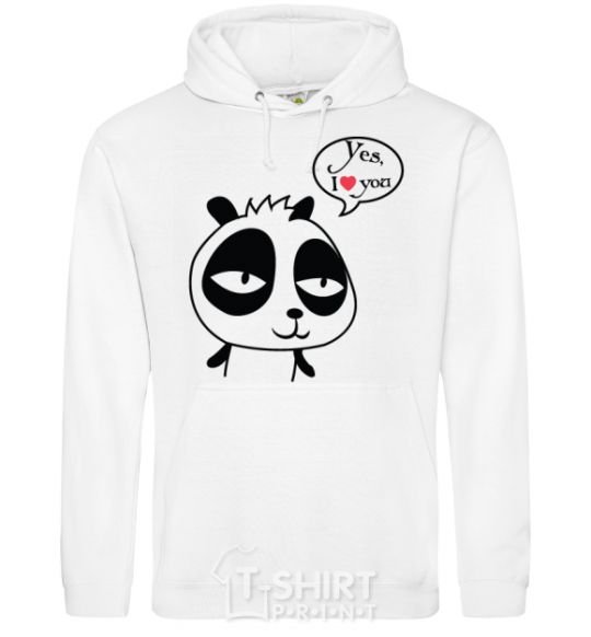 Men`s hoodie YES I LOVE YOU White фото