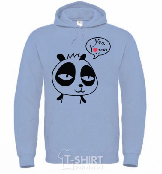 Men`s hoodie YES I LOVE YOU sky-blue фото