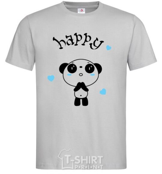 Men's T-Shirt Happy Panda grey фото