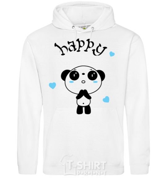 Men`s hoodie Happy Panda White фото