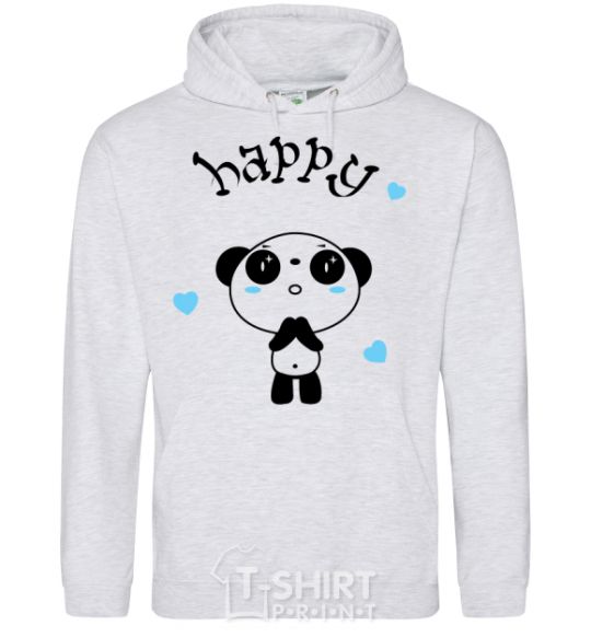 Men`s hoodie Happy Panda sport-grey фото