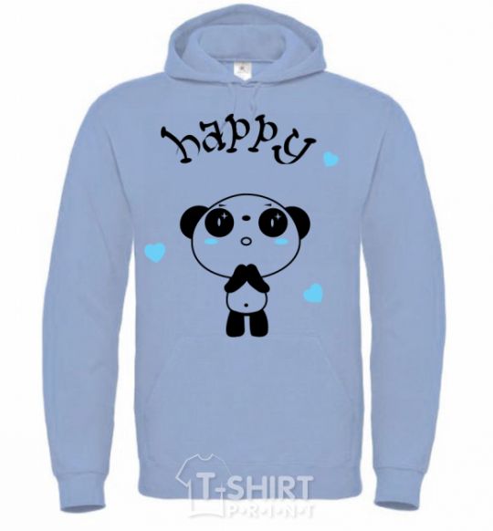 Men`s hoodie Happy Panda sky-blue фото