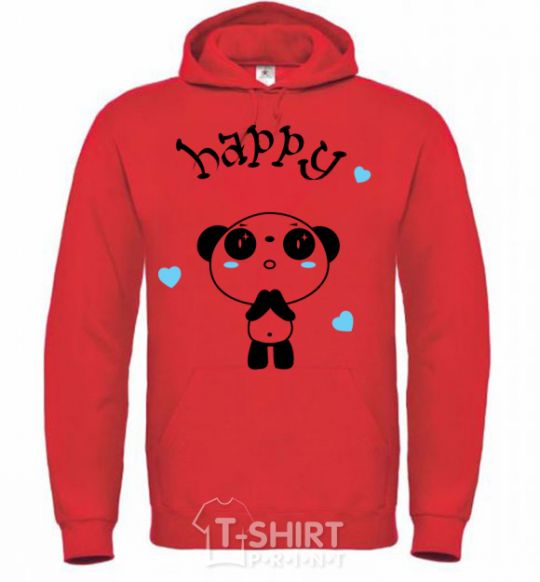 Men`s hoodie Happy Panda bright-red фото