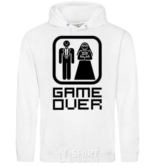 Men`s hoodie GAME OVER 8BIT White фото