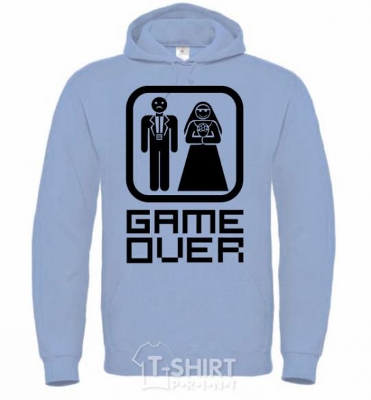 Men`s hoodie GAME OVER 8BIT sky-blue фото