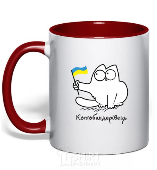 Mug with a colored handle Котобандерівець red фото