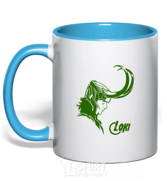 Mug with a colored handle LOCKEY sky-blue фото