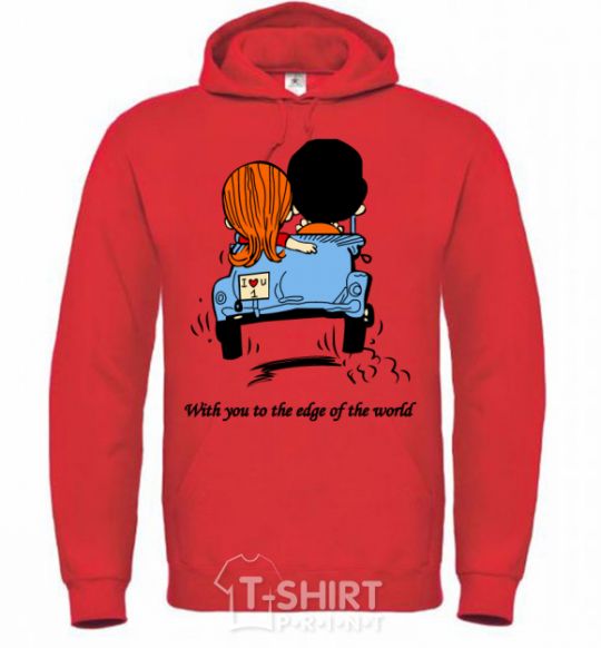 Men`s hoodie TO THE ENDS OF THE EARTH WITH YOU bright-red фото