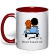 Mug with a colored handle TO THE ENDS OF THE EARTH WITH YOU red фото