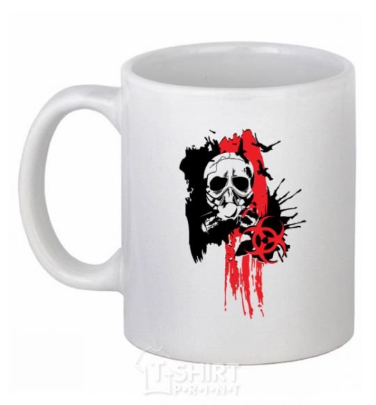 Ceramic mug Skull drawing White фото