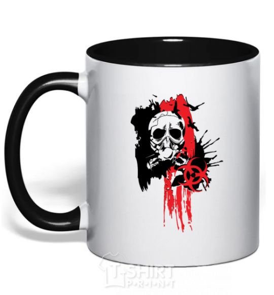 Mug with a colored handle Skull drawing black фото