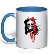 Mug with a colored handle Skull drawing royal-blue фото