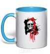 Mug with a colored handle Skull drawing sky-blue фото