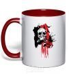 Mug with a colored handle Skull drawing red фото