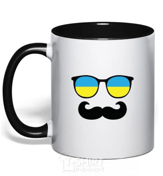 Mug with a colored handle Glasses black фото