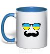 Mug with a colored handle Glasses royal-blue фото