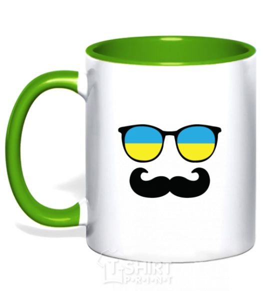 Mug with a colored handle Glasses kelly-green фото