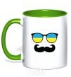 Mug with a colored handle Glasses kelly-green фото