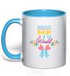 Mug with a colored handle BEST MOM IN THE WORLD with the image of sky-blue фото