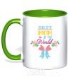 Mug with a colored handle BEST MOM IN THE WORLD with the image of kelly-green фото