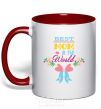 Mug with a colored handle BEST MOM IN THE WORLD with the image of red фото