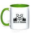 Mug with a colored handle FISHING AND HUNTING kelly-green фото