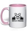 Mug with a colored handle FISHING AND HUNTING light-pink фото