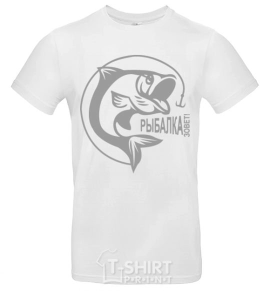 Men's T-Shirt The inscription FISHER CALLING! White фото