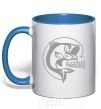Mug with a colored handle The inscription FISHER CALLING! royal-blue фото