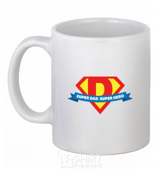 Ceramic mug DAD SUPER HERO White фото