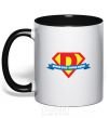 Mug with a colored handle DAD SUPER HERO black фото