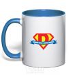 Mug with a colored handle DAD SUPER HERO royal-blue фото