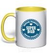 Mug with a colored handle SUPER PARENT yellow фото