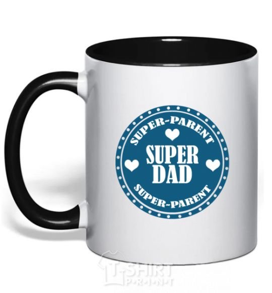 Mug with a colored handle SUPER PARENT black фото