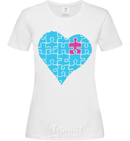 Women's T-shirt BLUE PUZZLE White фото