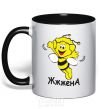 Mug with a colored handle Bee woman black фото