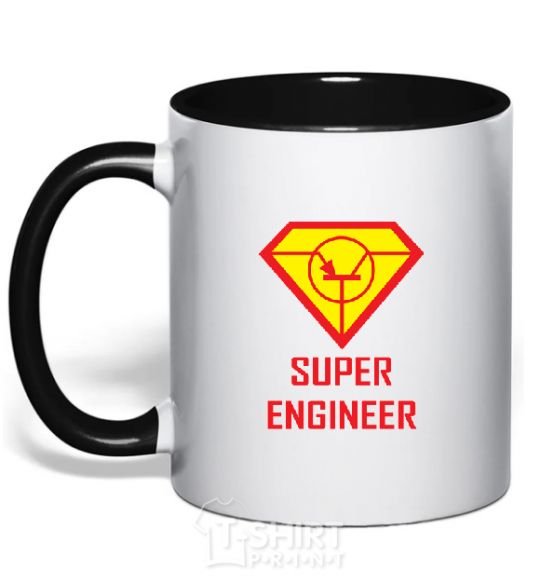 Mug with a colored handle Super engineer black фото