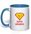 Mug with a colored handle Super engineer royal-blue фото