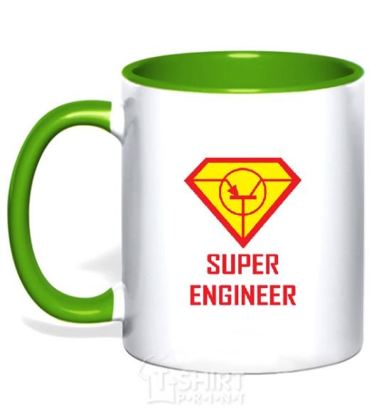 Mug with a colored handle Super engineer kelly-green фото