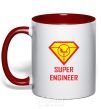 Mug with a colored handle Super engineer red фото