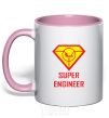 Mug with a colored handle Super engineer light-pink фото