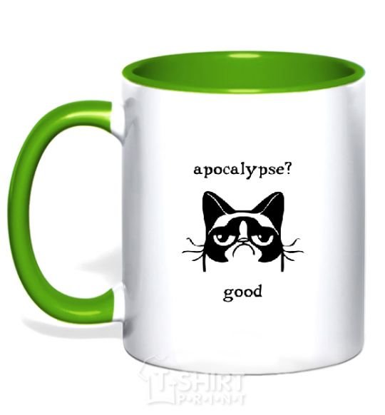 Mug with a colored handle Apocalypse kelly-green фото