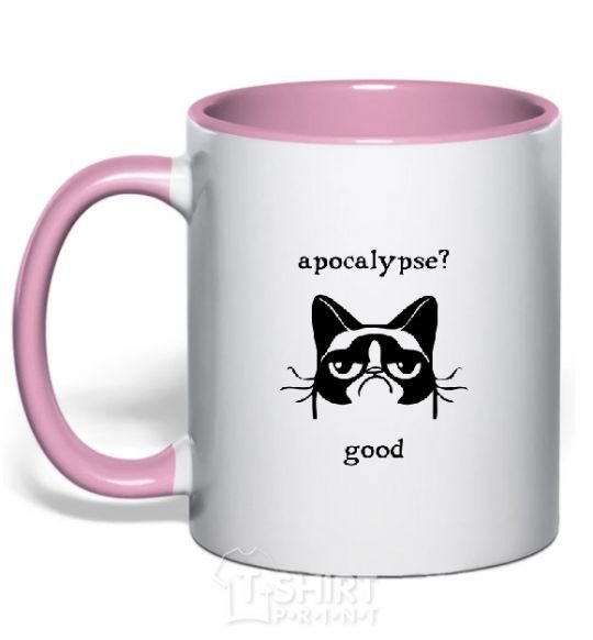 Mug with a colored handle Apocalypse light-pink фото