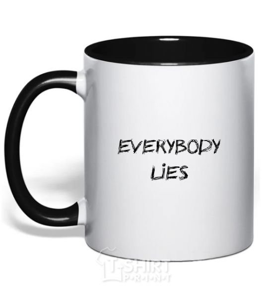 Mug with a colored handle Everybody Lies black фото