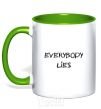 Mug with a colored handle Everybody Lies kelly-green фото